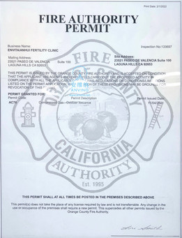 安维纳(Anvino) 合作中心加州橙县消防局安全许可| Anvino Partner: Orange County Fire Authority Safety Permit - Certificate