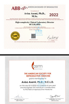 安维纳(Anvino) 合作中心实验室主任 HCLD 高级认证 & ASRM 会员 | Anvino Partner: Laboratory Director HCLD Certification & ASRM Membership - Certificate